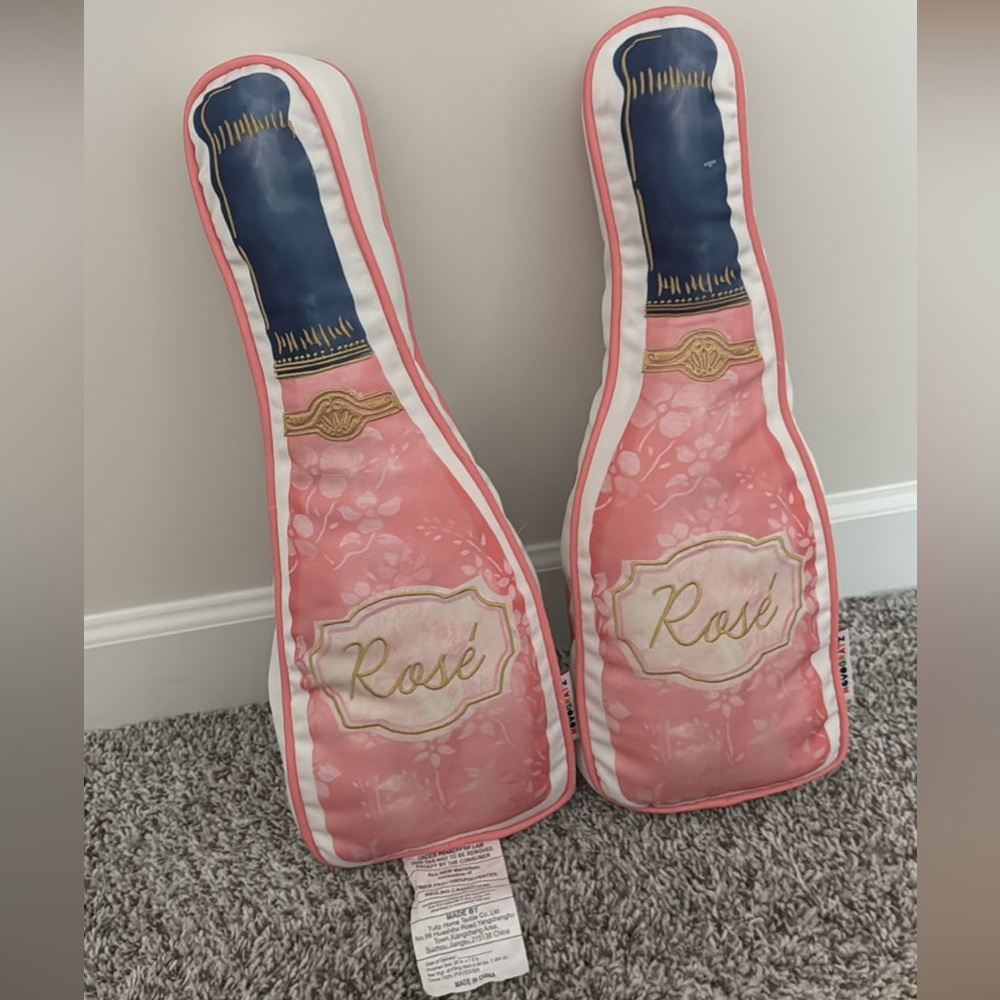 Novogratz set of 2 Rose Bottle Pillows in Pink NEW
